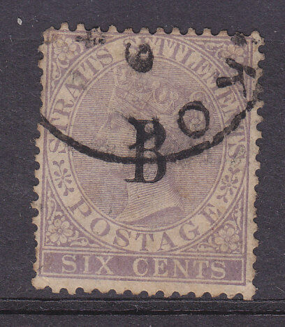 Thailand, British P.O. in Siam on Straits settletments 6c lilac SG 19 Used.