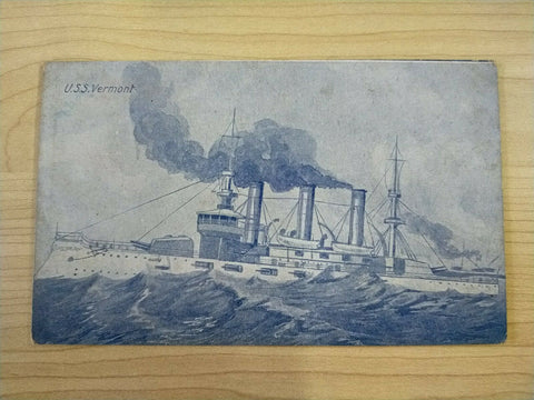 American Vintage USS Vermont American Fleet Souvenir Postcard