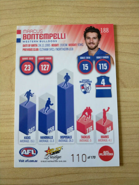 2020 Select Prestige Red Parallel Marcus Bontempelli Western Bulldogs No.110/170
