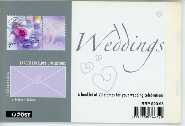 Australia Weddings Prestige Stamp Booklet PB7 jewellery alcohol