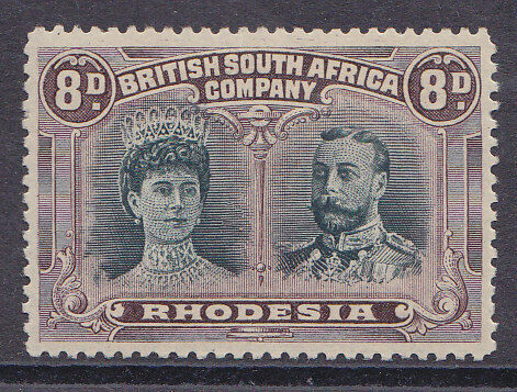 Rhodesia British South Africa Company SG 148 8d grn+purple double head KGV Mint