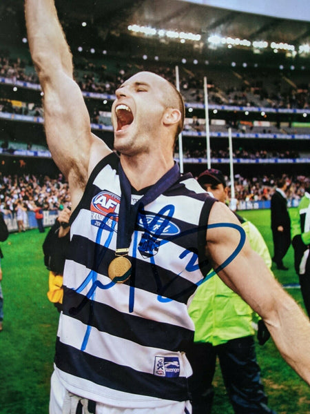 AFL Geelong Tom Harley Premiership Cup Hand Signed Picture