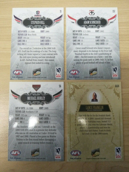 2009 Select AFL Pinnacle Promotional Cards Set Of 4