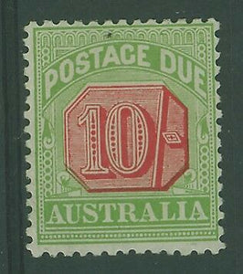 Australia postage dues SG D72 10/- rosine and yellow-green  MLH