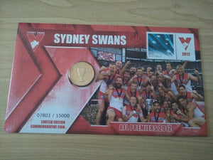 2012 Australian $1 AFL Premiers Sydney Swans PNC 1st Day Issue