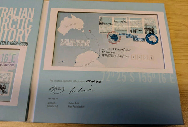 Australia AAT Antarctic 2009 Perth Mint $5 South Magnetic Pole Silver coin, Minisheet & Cover only 500 made