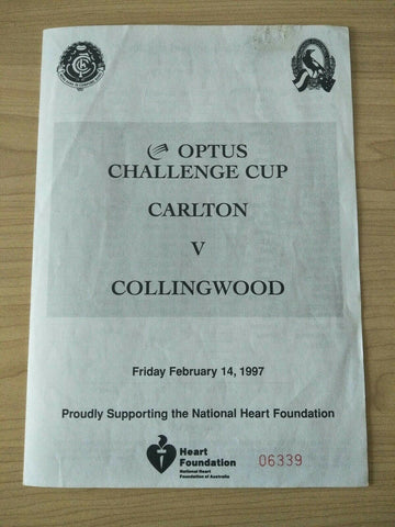 1997 AFL Optus Challenge Cup Carlton v Collingwood Football Record
