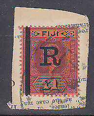 Fiji Pacific Islands Revenue £1 purple + black/red KGV overprinted R for revenue