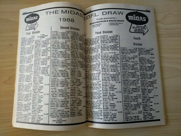 Football 1988 16th July Victorian Eastern Districts Football League Football Record