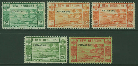 British New Hebrides Postage Due  canoes palms SG D6/10 set of 5 MUH