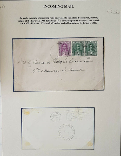 Sarawak - Pitcairn 1931. The most exotic origin-destination cover we have seen!