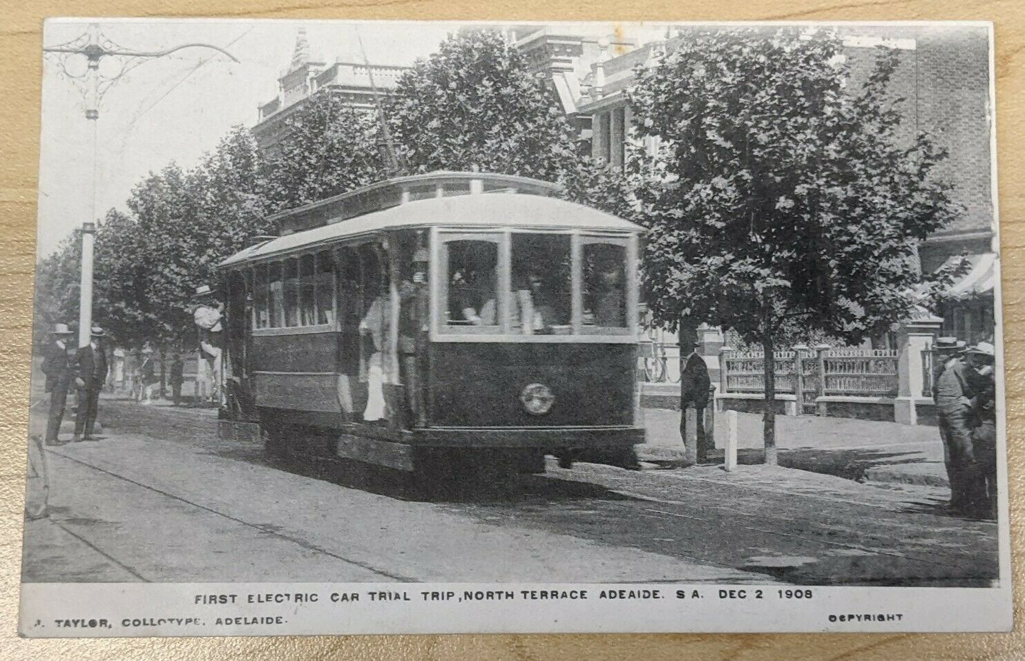 South Australia Post Card First Electric Car Trial Trip North Terrace Dec 2 1908