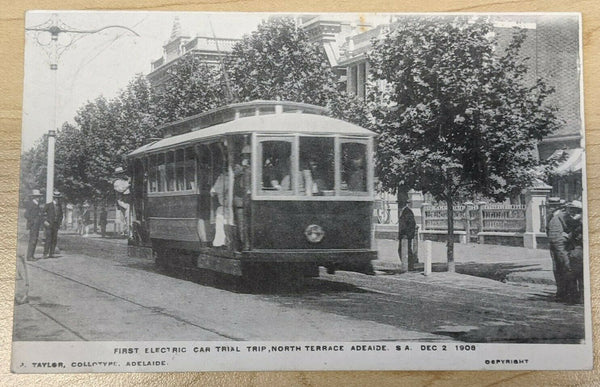 South Australia Post Card First Electric Car Trial Trip North Terrace Dec 2 1908