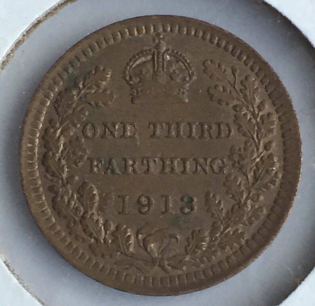 UK Great Britain King George V 1913 One Third Farthing Uncirculated