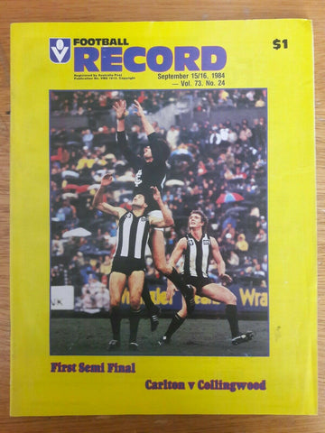 VFL 1984 First Semi Final Carlton v Collingwood Football Record