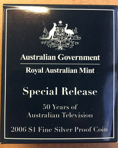 2006 RAM $1 50 Years Of Australian Television Silver  Proof Coin
