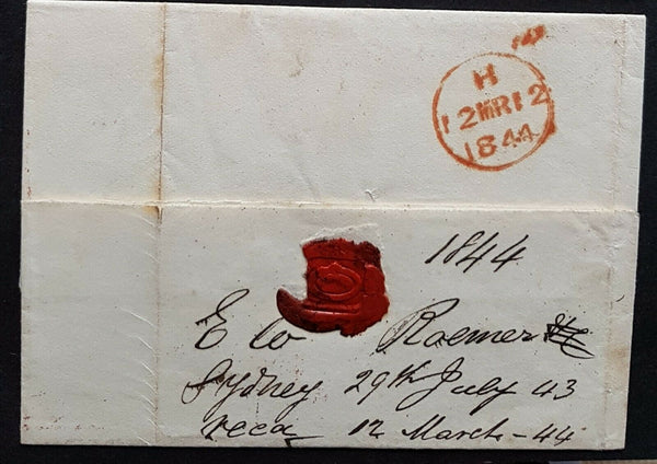 NSW Pre stamp ship letter Sydney Au 18 1843 to London  12 Mr 1844