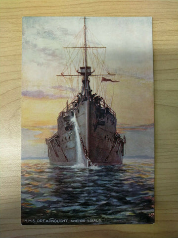 British Tuck's Vintage HMS Dreadnought Anchor Trials 'Our Ironclads' Postcard