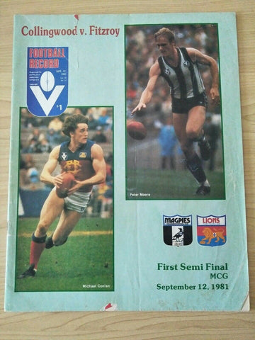 VFL 1981 First Semi Final Football Record Collingwood v Fitzroy