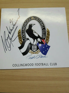 Hand Signed Collingwood Football Club Logo Signed By Bob Rose And Murray...