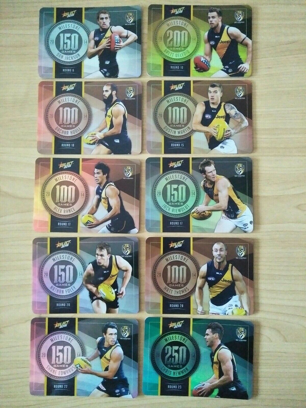 2015 Select Milestones Richmond Tigers Team Set MG66-75