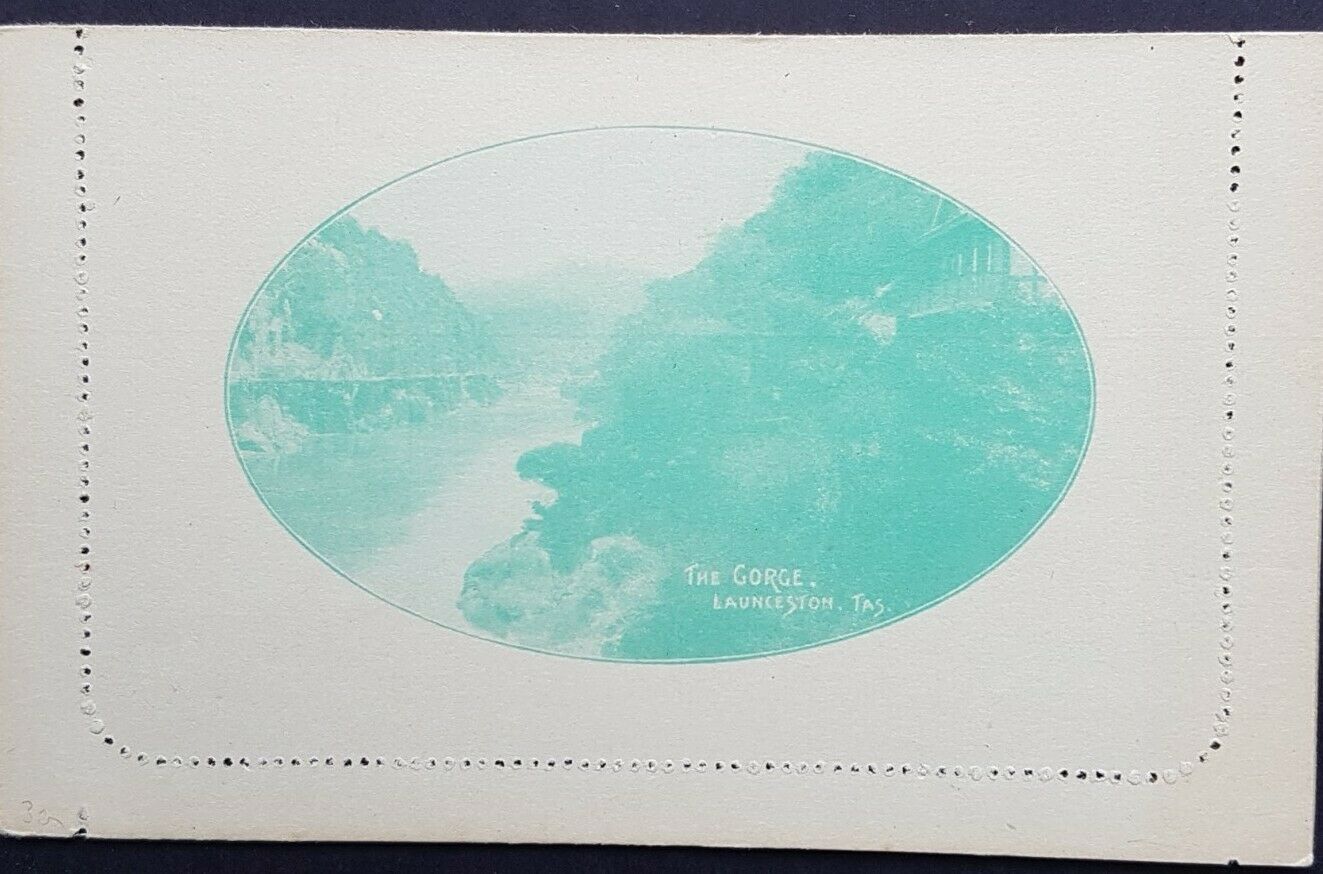 Australia Letter Card 1d full face KGV The Gorge Launceston Tasmania LC 8-55A. M