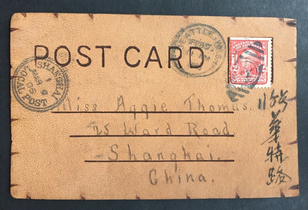 China- Incoming Mail. 1905 PPC Seattle To Shanghai with US Post&Shanghai Marking