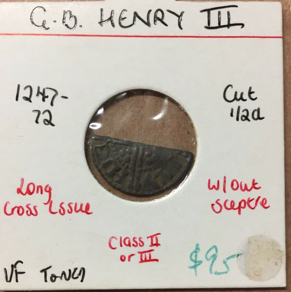 Henry III Silver Long Cross Cut Halfpenny