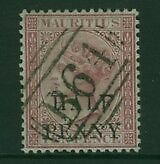 Mauritius used in Seychelles forerunner SG Z32 ½d on 10d maroon Queen Victoria