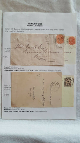 SA, Australian States, 2 covers carried by North train travelling post offices