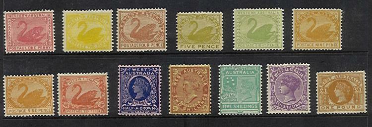 WA Western Australia Australian States SG 117-128 Set Swan birds Star constellation MLH