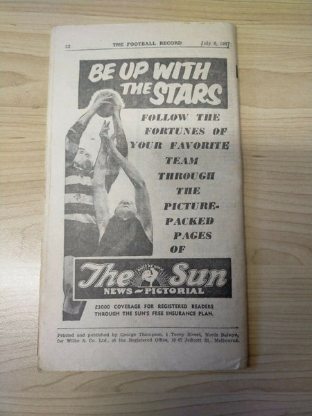 VFL 1957 July 6 Football Record Essendon v Collingwood