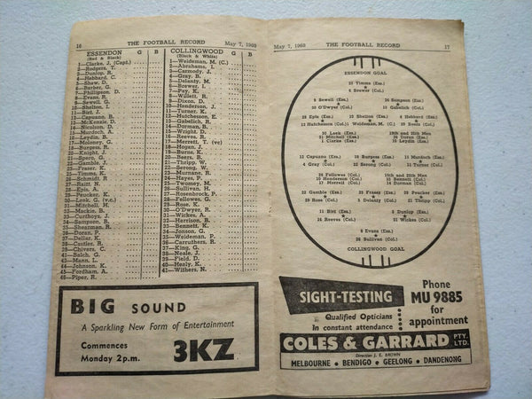 VFL 1960 May 7 Football Record Essendon v Collingwood - Damaged