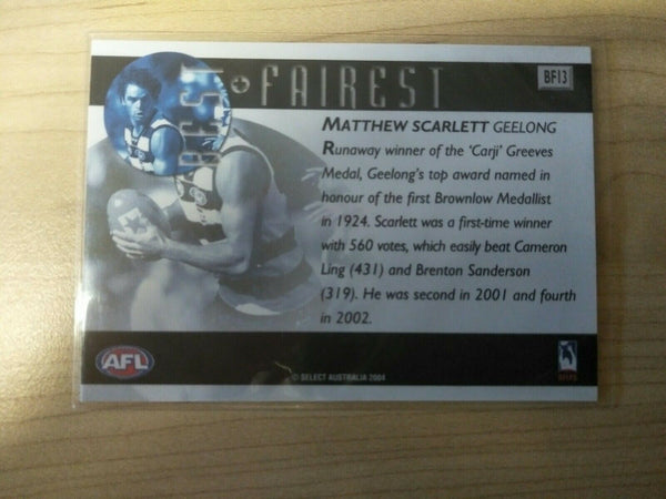 2004 Select AFL Ovation Best & Fairest Card Matthew Scarlett Geelong Cats