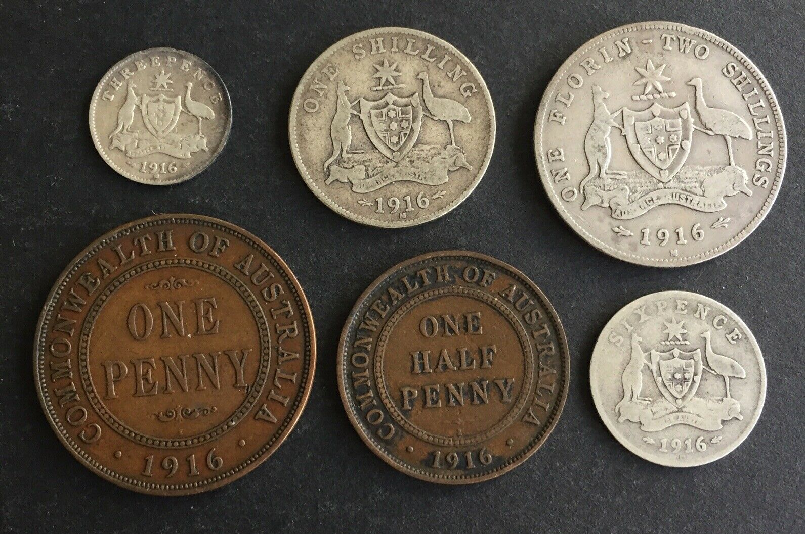 AUSTRALIA 1916 Pre Decimal 6 Coin Set