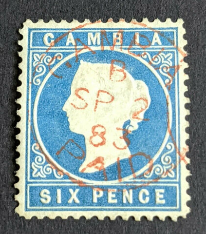 Gambia SG17a Six Pence Stamp Sideways Watermark Used