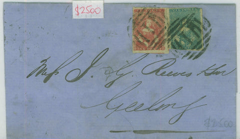 Victoria Australian States 1856 1d, 3d Half Lengths entire Melbourne -Geelong.