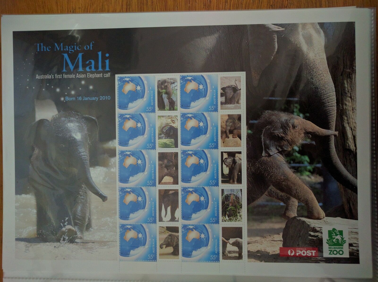 Australia Post 55c Souvenir Sheet - Baby Elephant Mali 2010 Melbourne Zoo