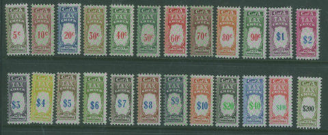 Australia 1966 Tax Instalment Check revenues  Set of 24 to $200 MUH