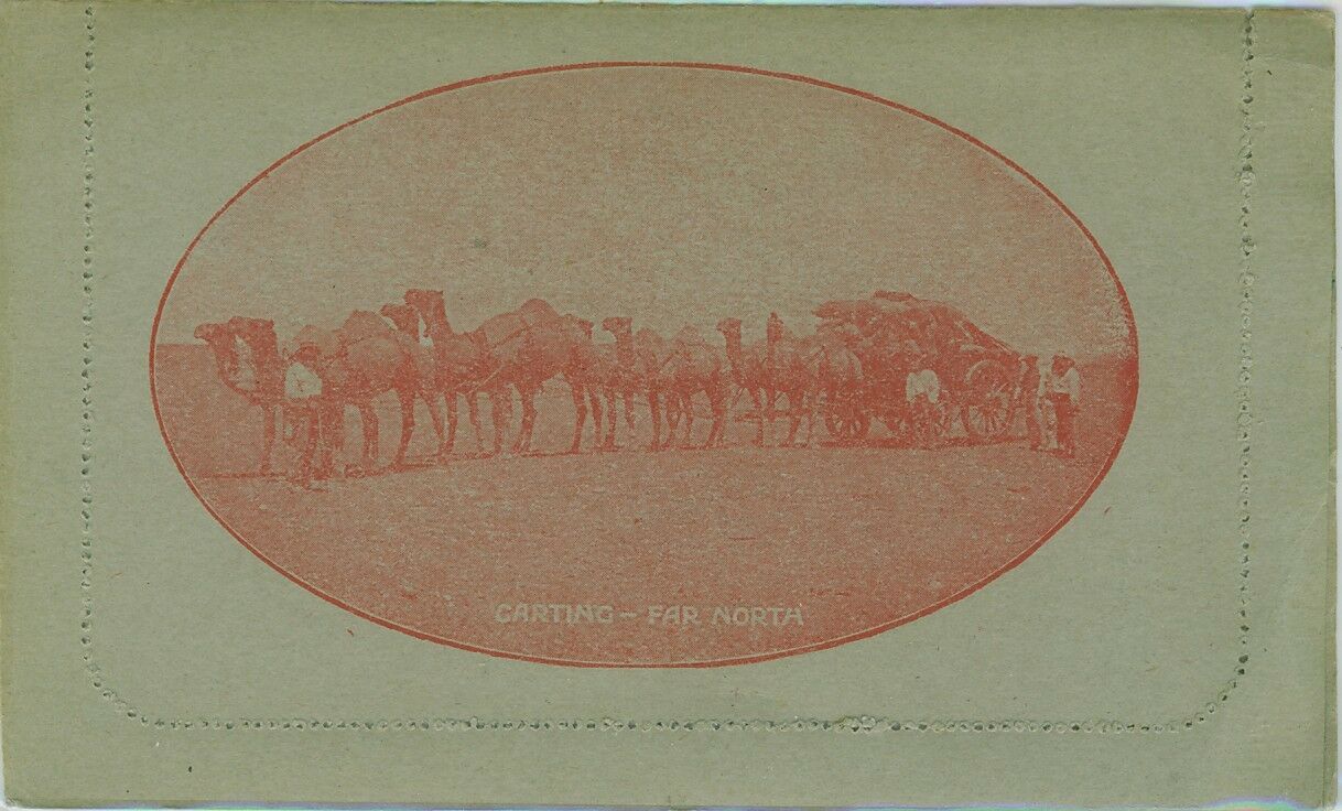Australia Letter card 2d red KGV, Carting - Far North camels animals LC 49-29, M