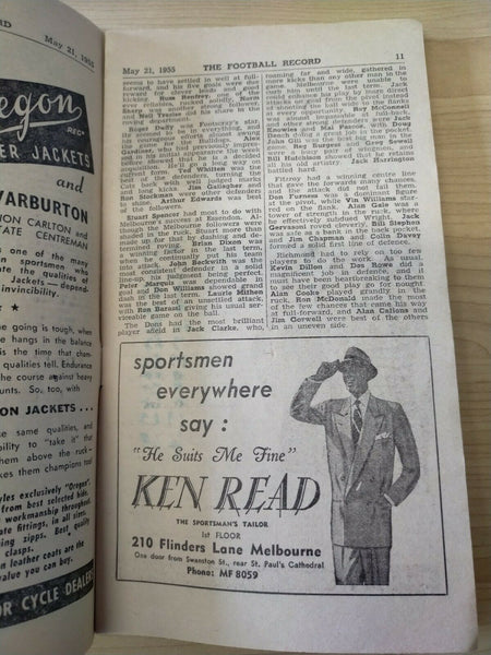 VFL 1955 May 21 Football Record Collingwood v Essendon