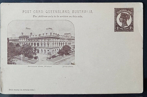 Queensland Post Card, 1d Parliament House Brisbane HG 10 mint