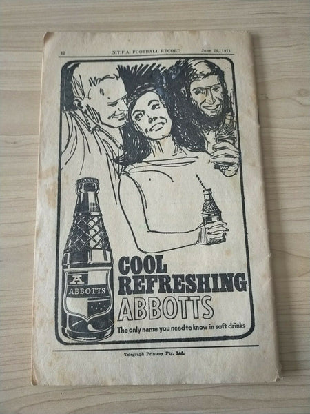 Northern Tasmania Football Association Saturday 26th June 1971 Football Record