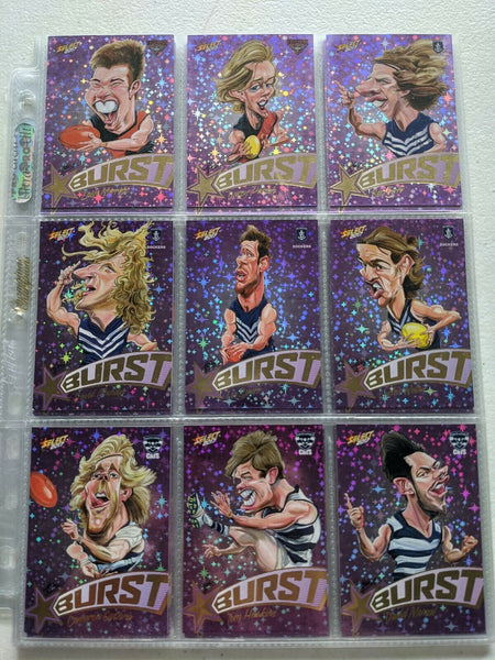 2017 AFL Select Footy Stars Purple Burst Complete Set of 72