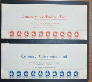 Australia 1934-35 Victoria and Melbourne Centenary publicity labels Cinderellas