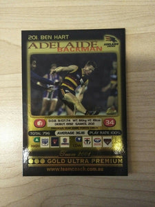 2001 Teamcoach Gold Ultra Premium Prize Card Ben Hart Adelaide