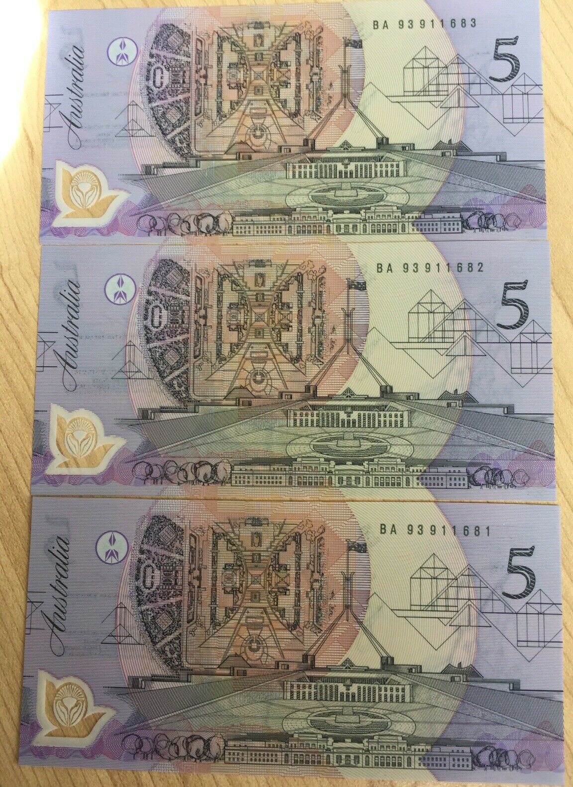 R216F 1993 $5 Fraser Evans Polymer Banknote First Prefix BA93 Uncirculated Run 3