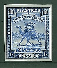 Sudan SG 46 10P Light + Dk Blue Camel Mailman. Actual colors of 20P Imperf Proof