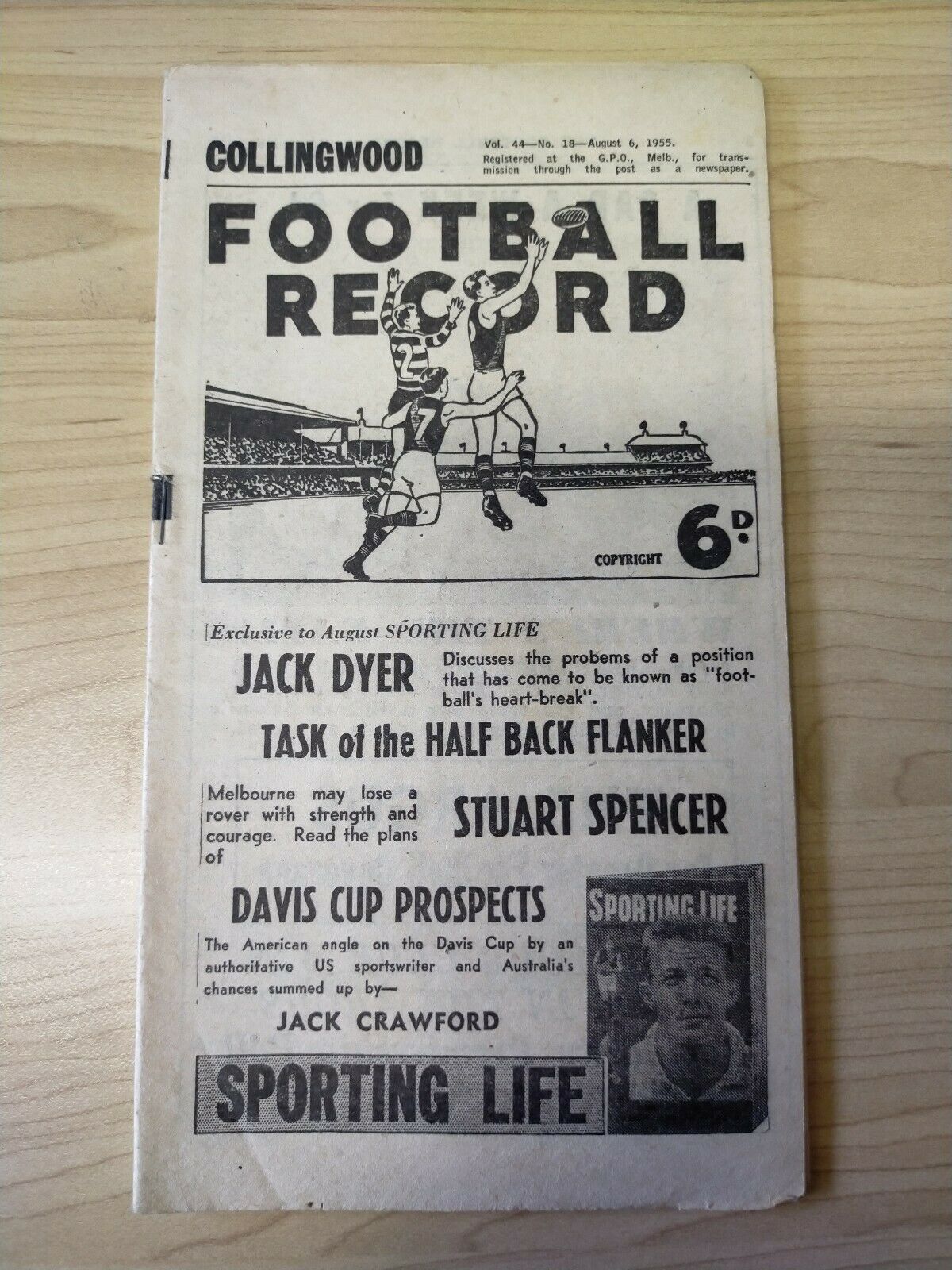 VFL 1955 August 6 Football Record Collingwood v Carlton