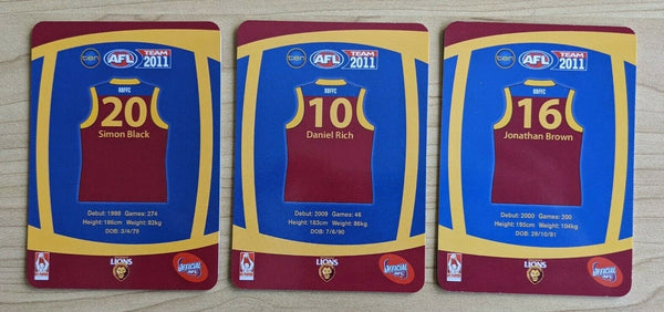 2011 Teamcoach LIMITED ULTRA RARE SAMPLE Brisbane Lions 3 CARD Prize SET